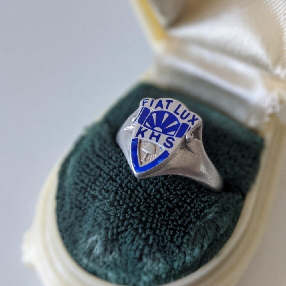 Vintage Birks Sterling Silver & Enamel Kitsilano High School Class Ring